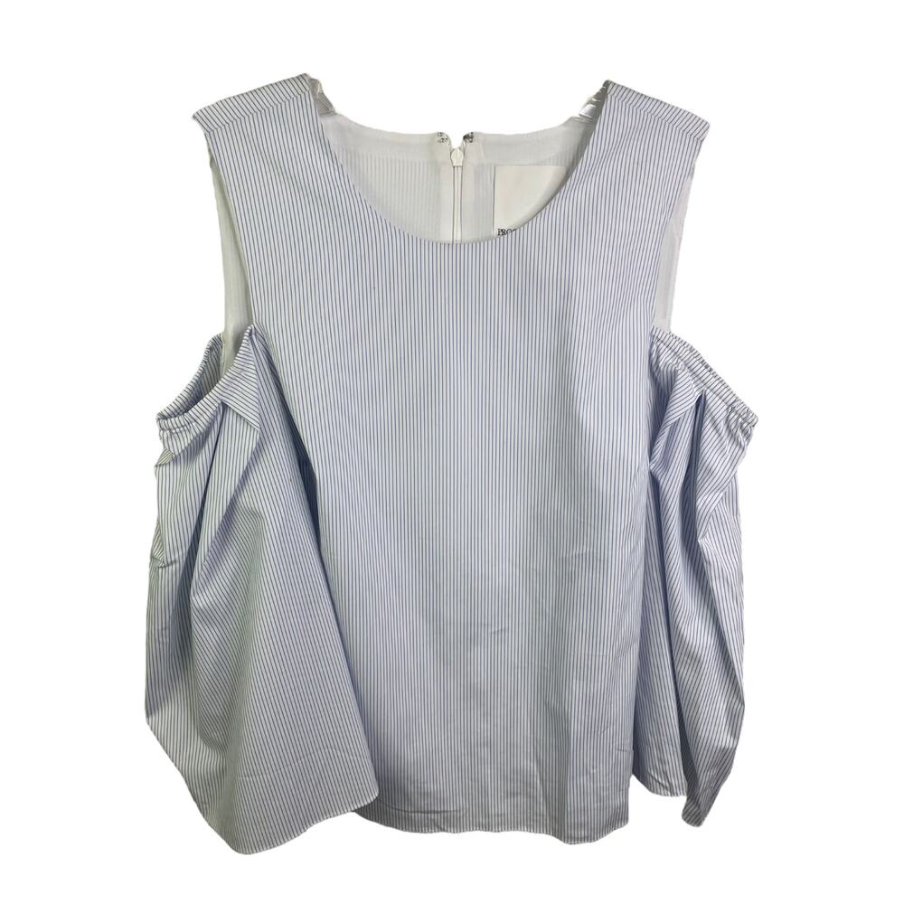 Prose & Poetry Womens  Sz XS Milena Cold-Shoulder Bell Sleeve Top Blue Pinstripe